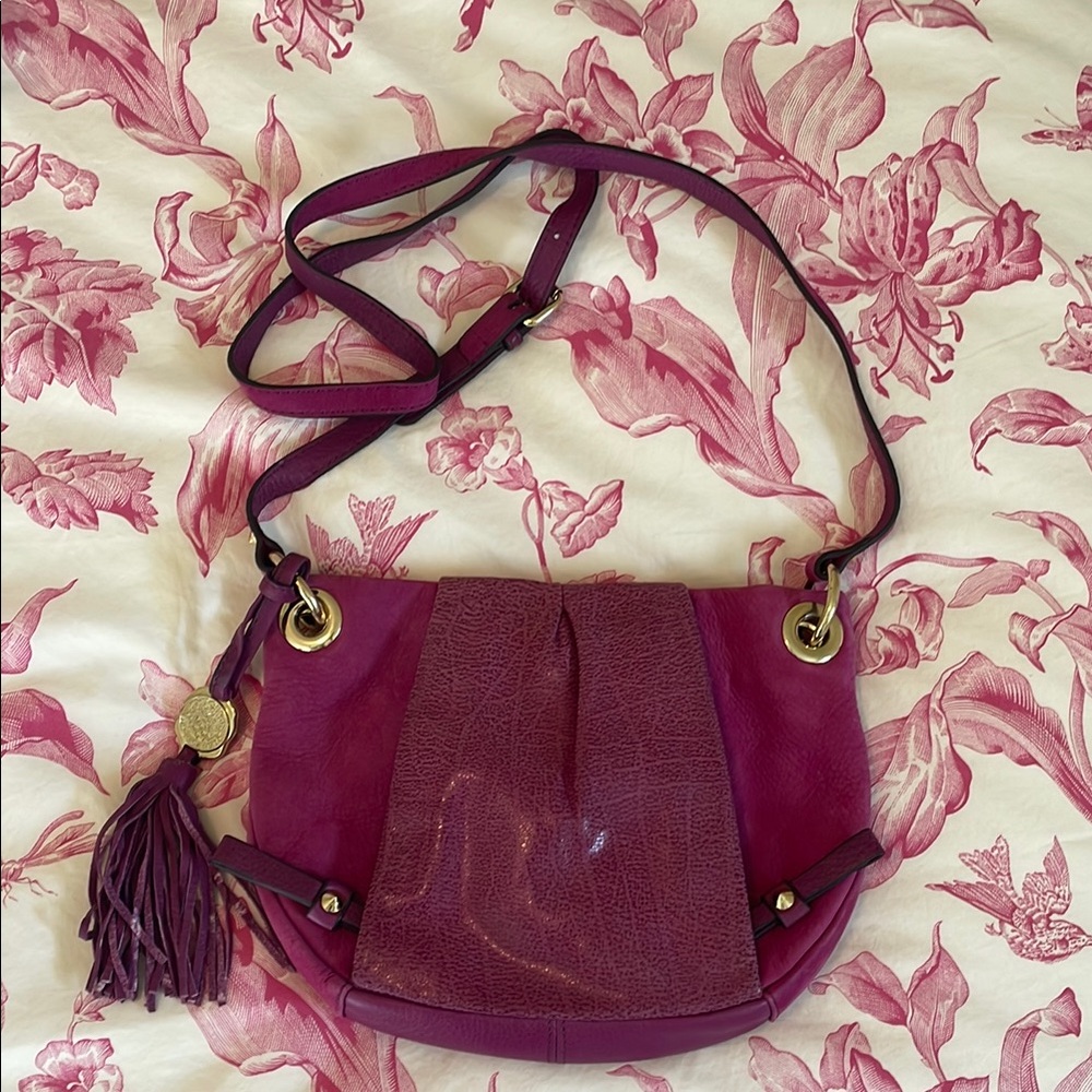 Vince Camuto Purple Crossbody Bag with Tassel Detail
